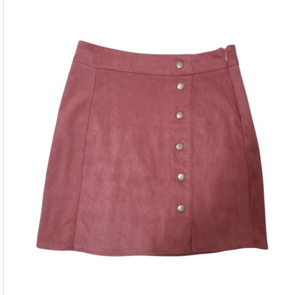 HYFVE A-Line Faux Suede Decorative Snap Side Zip Mini Skirt Size Extra Small - Picture 1 of 10